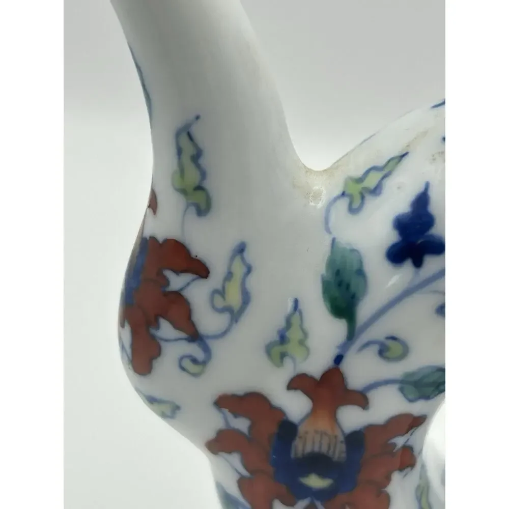 Lovely Vintage Chinese Blue White Porcelain Donut-Shaped Teapot.